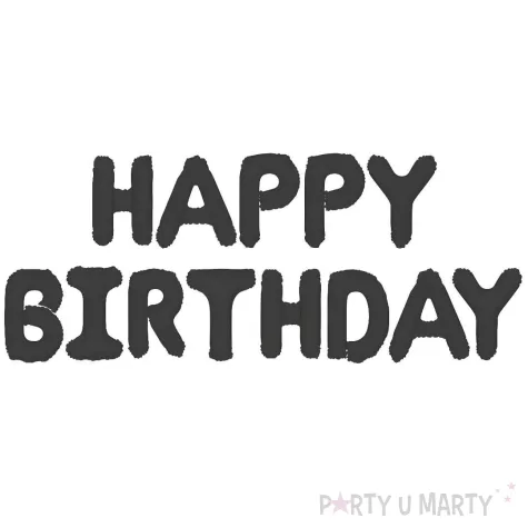 balony foliowe napis happy birthday dekoracja na urodziny glamour czarne matowe 14 ltr