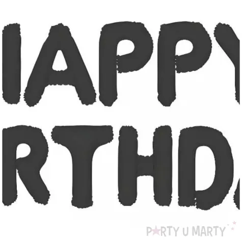 balony foliowe napis happy birthday dekoracja na urodziny glamour czarne matowe 14 ltr
