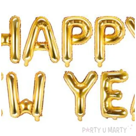 balony foliowe napis happy new year zloty partydeco 370 cm 12 szt
