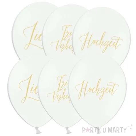 balony frisch verheiratet hochzeit liebe pastel biale 12 strong 6 szt