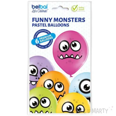 balony funny monsters pastel mix belbal 12 6 szt
