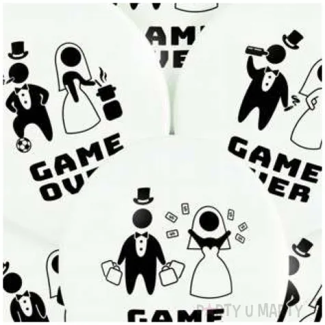 balony game over biale belbal 12 6 szt