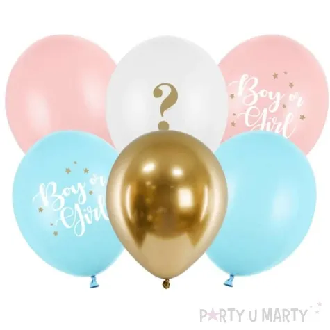 balony gender reveal boy or girl mix partydeco 12 6 szt