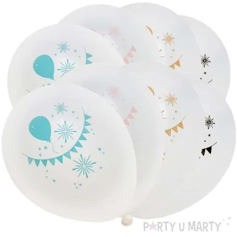 balony glitter bialy santex 9 8 szt