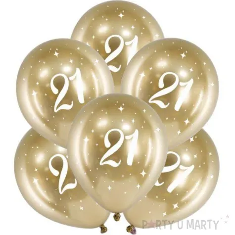 balony glossy liczba 21 zlote partydeco 12 6 szt