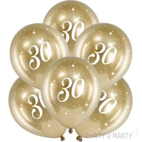 balony glossy liczba 30 zlote partydeco 12 6 szt