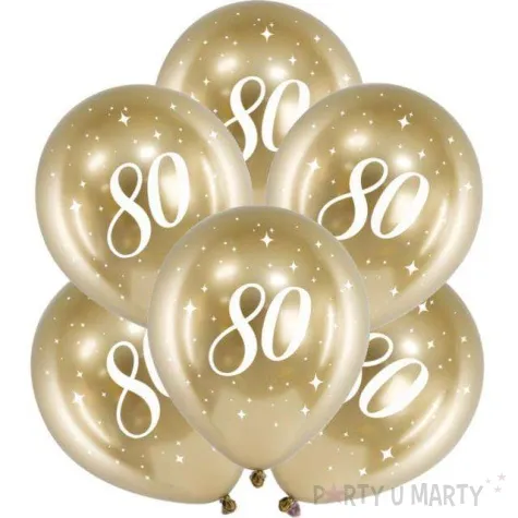 balony glossy liczba 80 zlote partydeco 12 6 szt