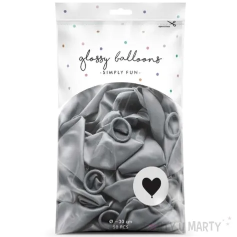 balony glossy serce srebrny partydeco 12 50 szt