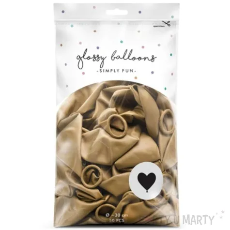balony glossy serce zlote partydeco 12 50 szt