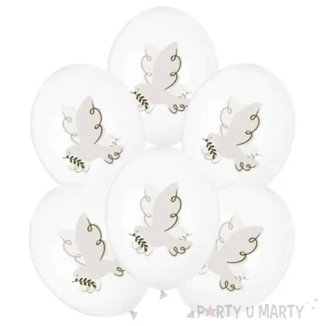 balony golebie z galazka transparentne partydeco 12 6 szt