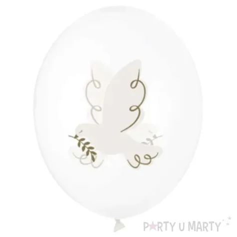 balony golebie z galazka transparentne partydeco 12 6 szt