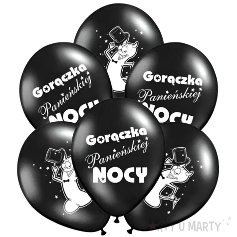 balony goraczka panienskiej nocy czarny pastel strong 14 6 szt