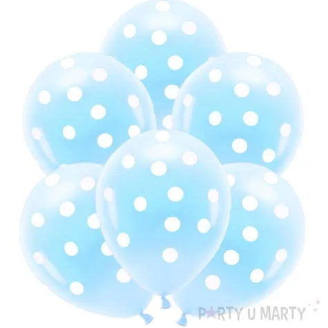 balony grochy i kropki blekitny partydeco 13 6 szt