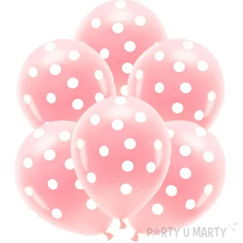 balony grochy i kropki rozowy jasny partydeco 13 6 szt