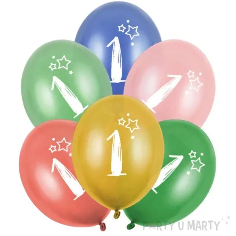 balony gwiazdki cyfra 1 mix folat 13 6 szt