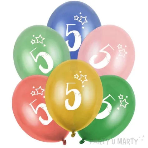 balony gwiazdki cyfra 5 mix folat 13 6 szt