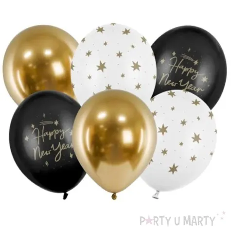 balony gwiazdki i happy new year partydeco 12 6 szt