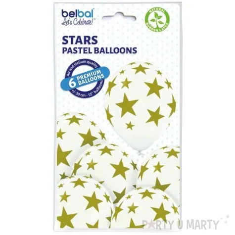 balony gwiazdki pastel bialy belbal 12 6 szt