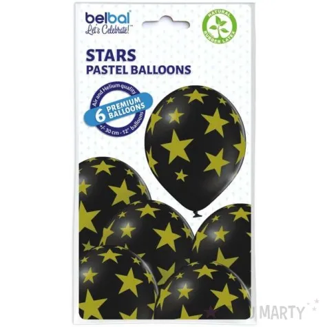 balony gwiazdki pastel czarny belbal 12 6 szt