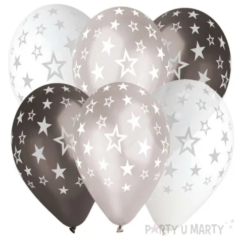 balony gwiazdki srebrny mix gemar 13 6 szt