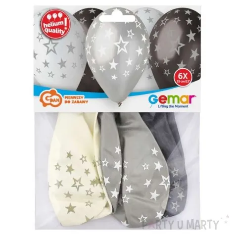 balony gwiazdki srebrny mix gemar 13 6 szt