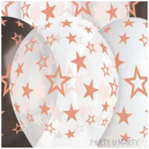 balony gwiazdy rozowe zloto 13 gemar 6 szt