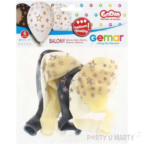 balony gwiazdy rozowe zloto 13 gemar 6 szt
