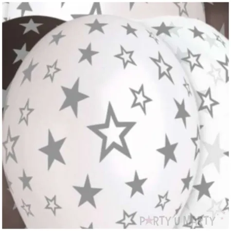 balony gwiazdy srebrne 13 gemar 6 szt