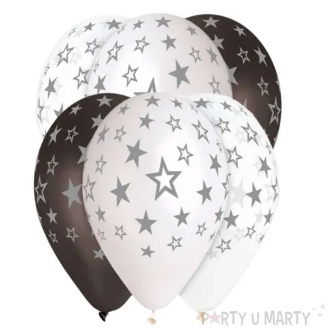 balony gwiazdy srebrne 13 gemar 6 szt