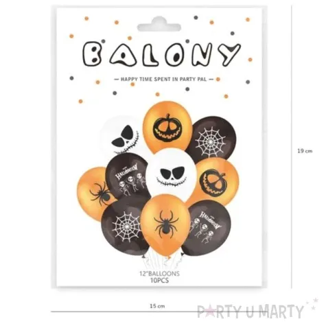 balony halloween mix bialo pomaranczowo czarne partypal 12 10 szt