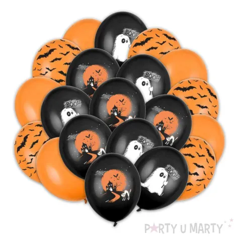 balony halloween nietoperze duchy i zamek czarny pomara czowy 12 20 szt