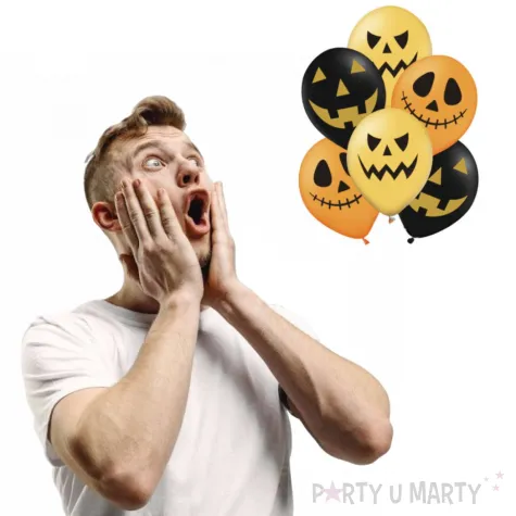 balony halloweenowe dynie pomaranczowy mix partypal 12 6 szt
