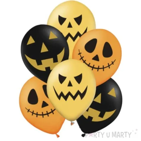 balony halloweenowe dynie pomaranczowy mix partypal 12 6 szt