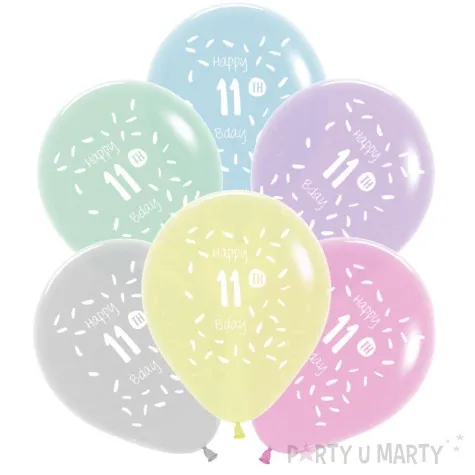 balony happy birthday 11th bday mix folat 13 6 szt