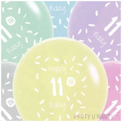 balony happy birthday 11th bday mix folat 13 6 szt