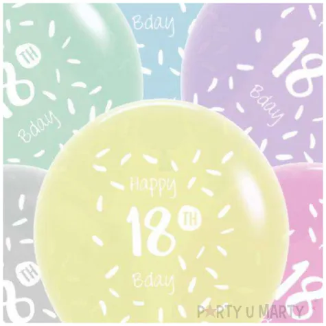 balony happy birthday 18th bday mix folat 13 6 szt