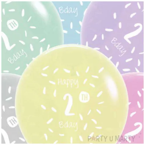 balony happy birthday 2th bday mix folat 13 6 szt