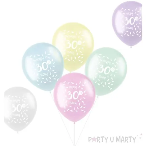 balony happy birthday 30th bday mix folat 13 6 szt