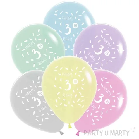 balony happy birthday 3th bday mix folat 13 6 szt