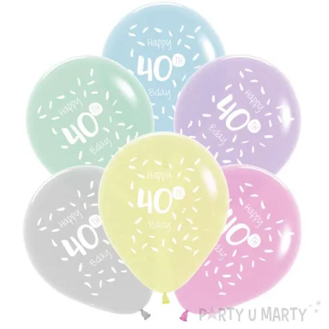 balony happy birthday 40th bday mix folat 13 6 szt