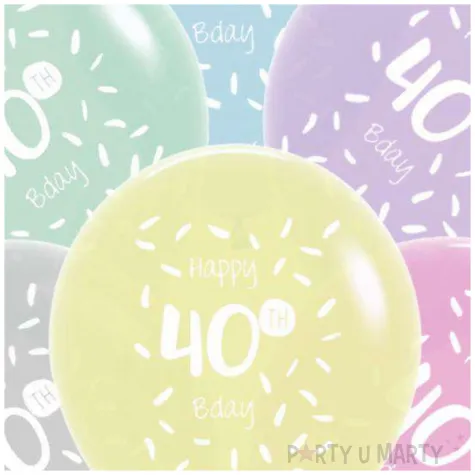 balony happy birthday 40th bday mix folat 13 6 szt