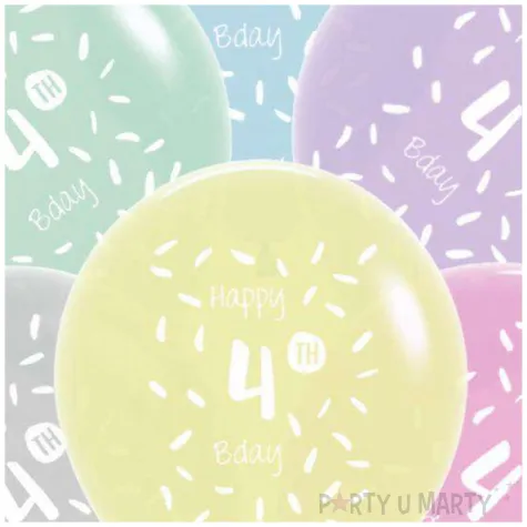 balony happy birthday 4th bday mix folat 13 6 szt
