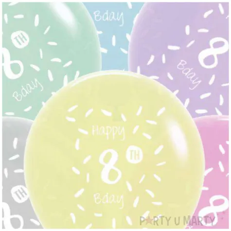 balony happy birthday 8th bday mix folat 13 6 szt