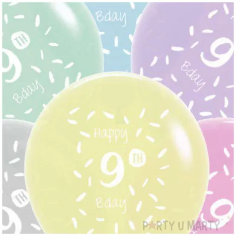 balony happy birthday 9th bday mix folat 13 6 szt