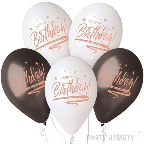 balony happy birthday biale czarne gemar 13 5 szt