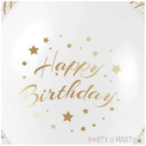 balony happy birthday bialo zlote arpex 11 5 szt