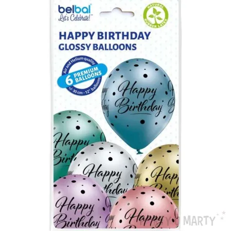 balony happy birthday blyszczace mix belbal 12 6 szt