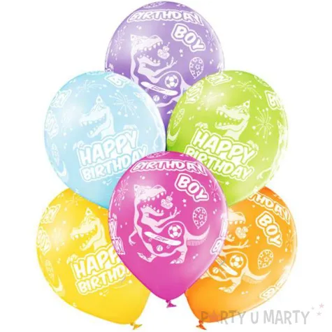 balony happy birthday boy dinozaury pastel mix belbal 12 6 szt