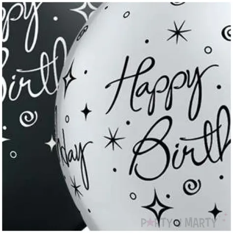balony happy birthday czarno srebrny qualatex 11 25 szt