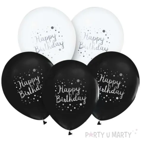 balony happy birthday grochy godan czarno biale 12 5 szt